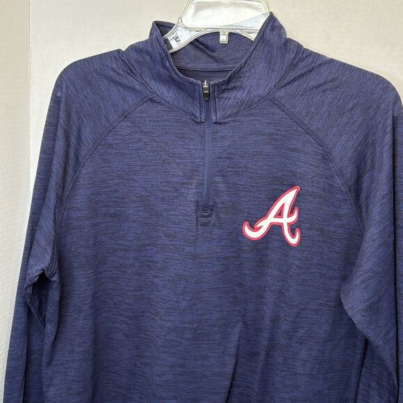Atlanta Braves Majestic Contenders Welcome Quarter Zip Mock Neck Pullover Jacket - Picture 2 of 8